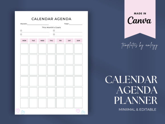 Download Monthly Calendar Agenda Template Undated - Date Collection